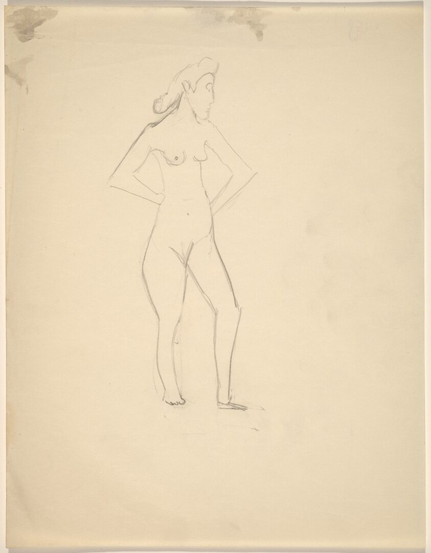 Standing Female Nude Turned to the Right, Hands on Hips