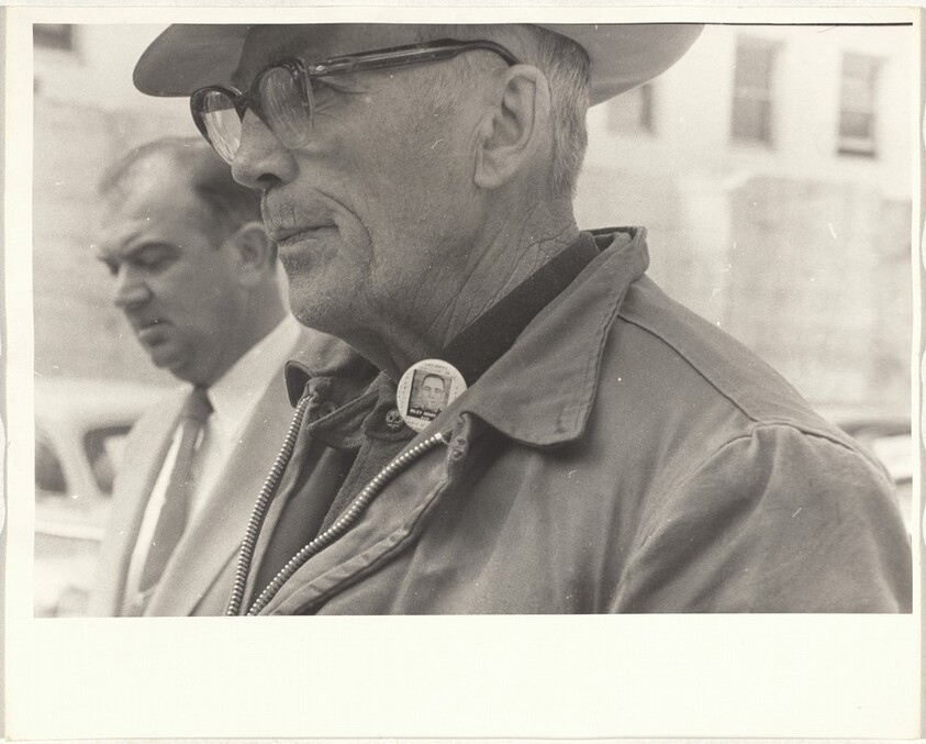 Man with I.D. button--San Francisco