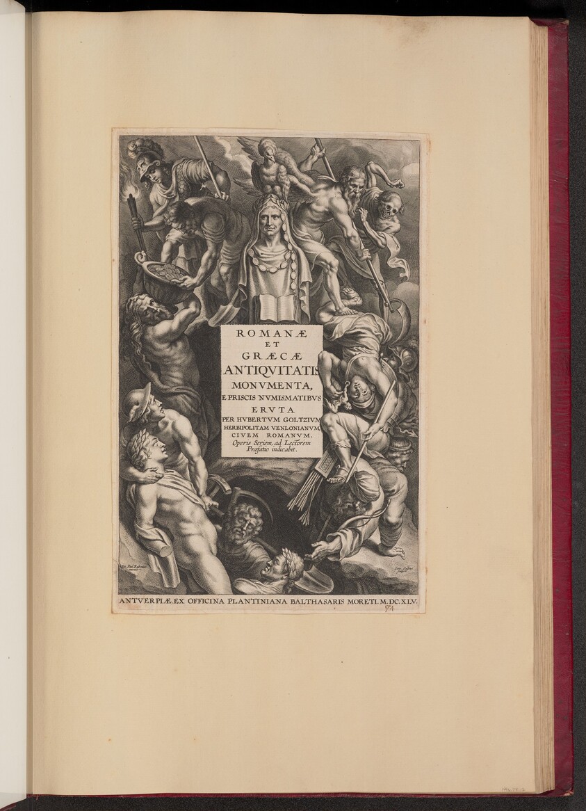 Title Page for Hubert Goltzius, Romanae et Graecae Antiqvitatis Monvmenta (Opera Omnia, I)
