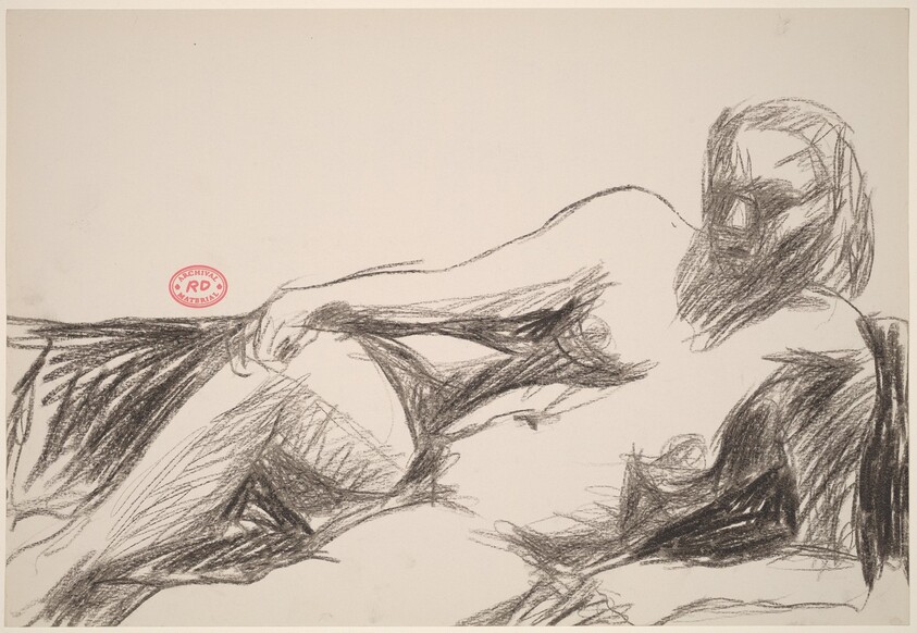 Untitled [female nude resting on her side and leaning on left arm]