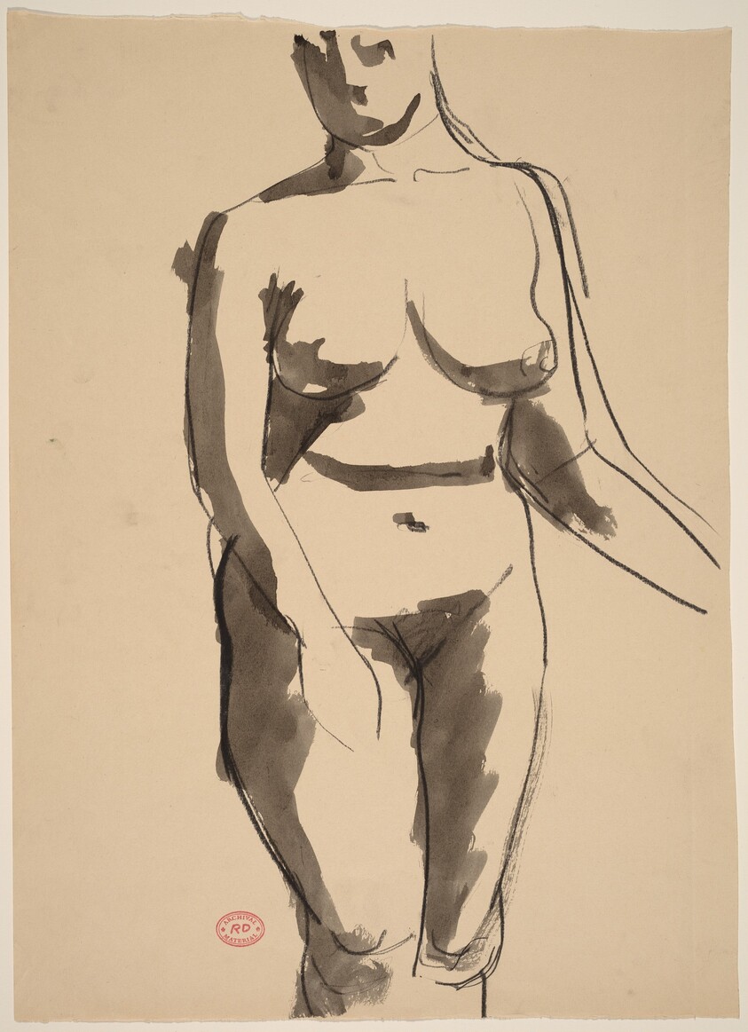Untitled [front view of a standing female nude]