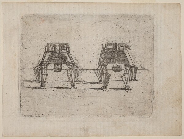 Two Cubic Figures with Their Hands on the Ground