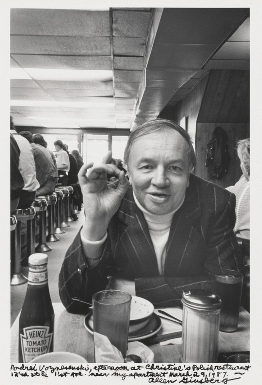 Andrei Voznesensky, afternoon at Christine's Polish restaurant 12'th St. and 1'st Ave. near my apartment March 29, 1987