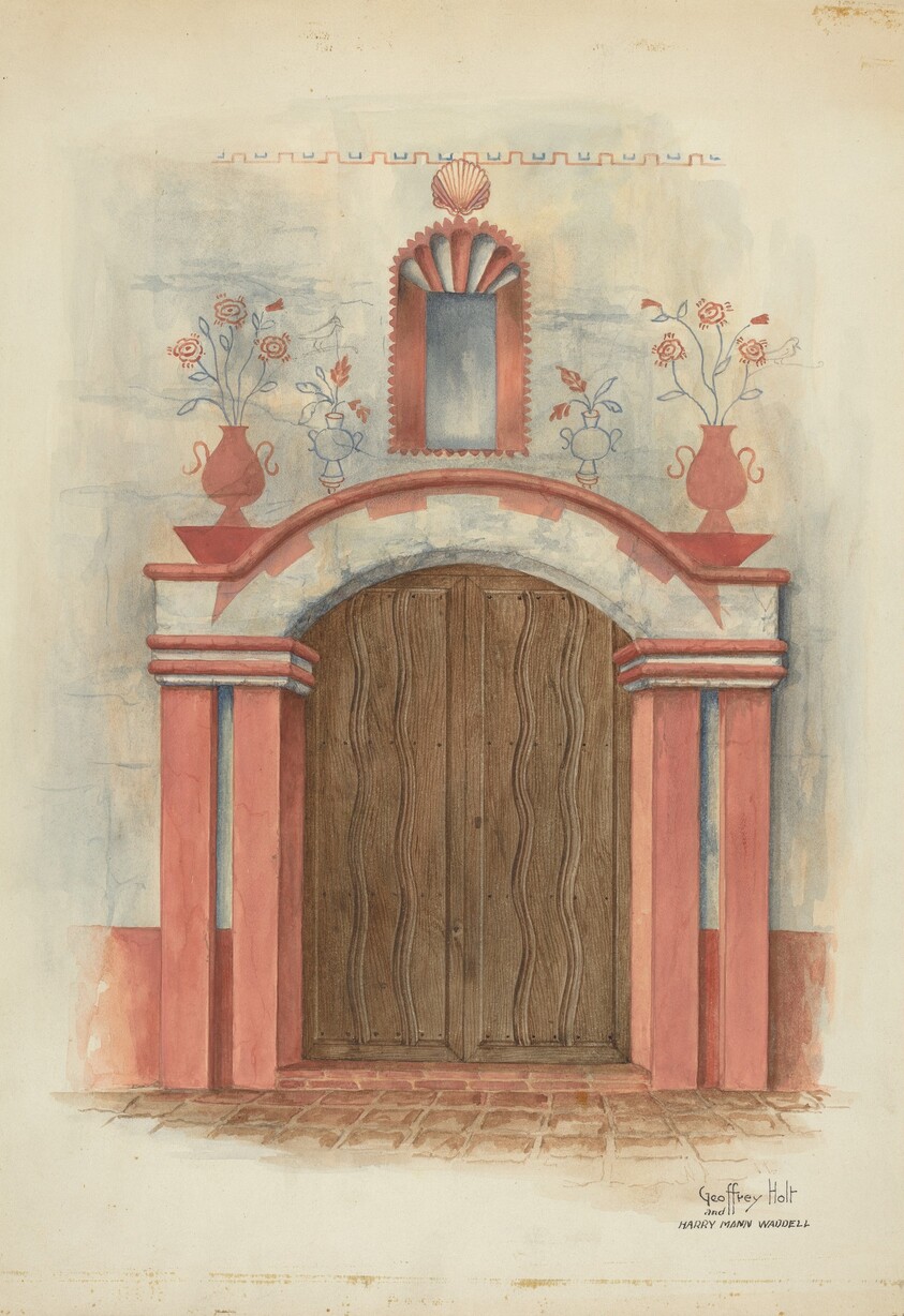 Restoration Drawing: Main Doorway, with Decorations, Mission House
