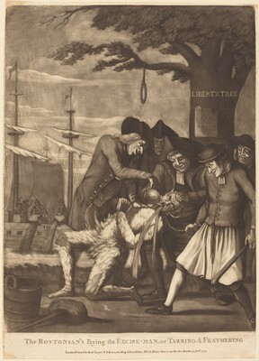 The Bostonian's Paying the Excise-Man, or Tarring & Feathering, Attributed to Philip Dawe, published 1774