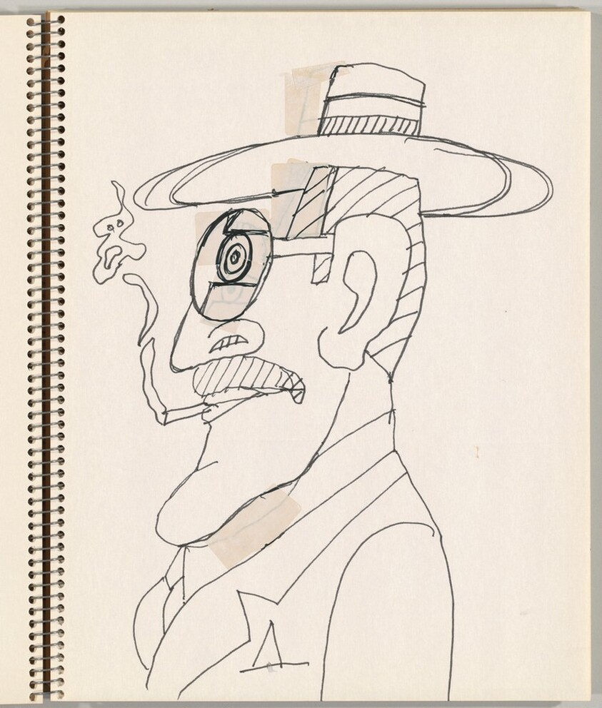 Self-Portrait in Profile, Smoking