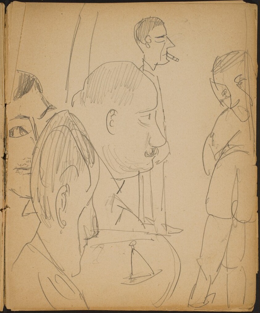 Zuschauer, rechts Ringkämpfer (Spectators and Wrestlers) [p. 17]