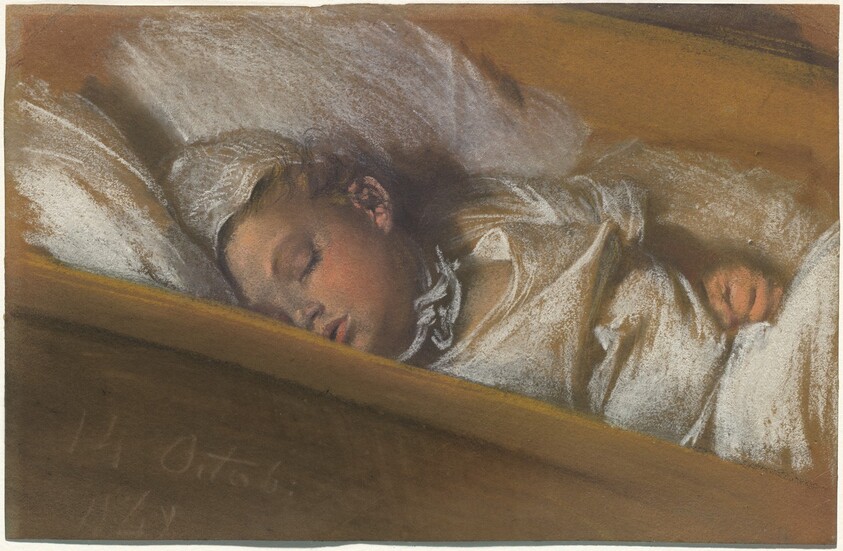 An Infant Asleep in His Crib