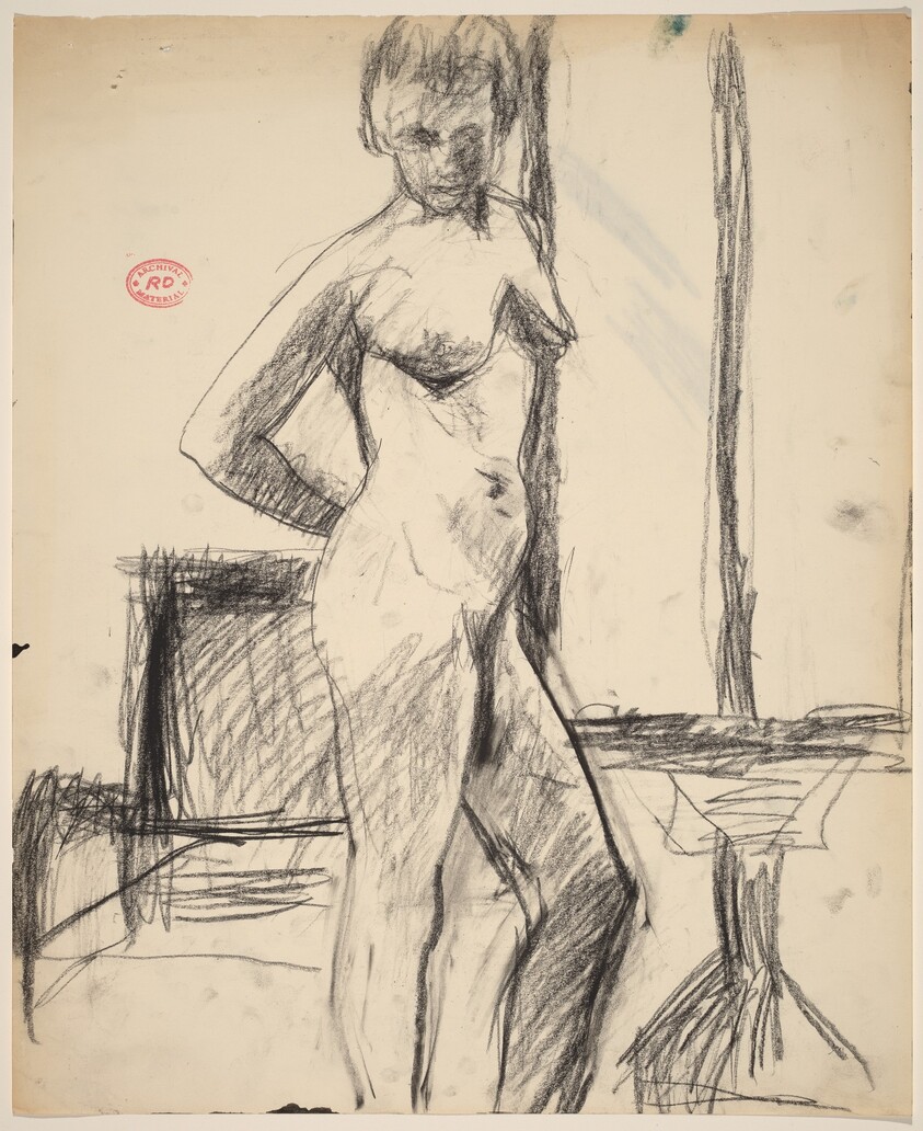 Untitled [female nude standing in the studio]