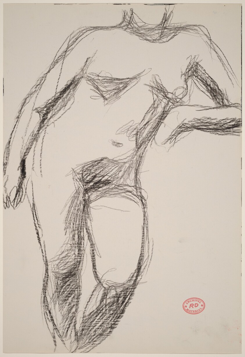 Untitled [standing female nude resting her left arm on a support]