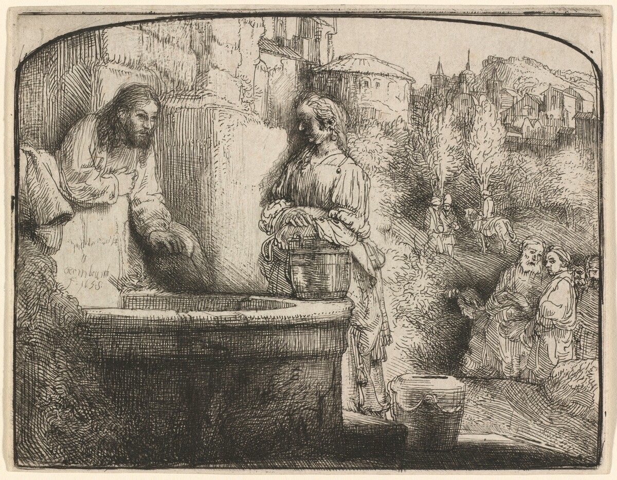 Christ and the Woman of Samaria: an Arched Print