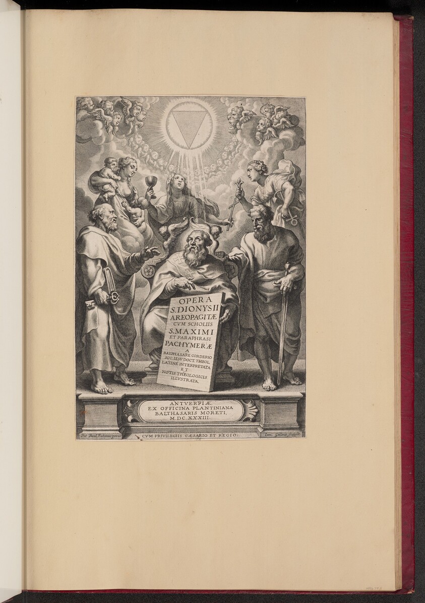 Title Page for Balthasar Cordier's "Opera S. Dionysii Areopagitae, I"
