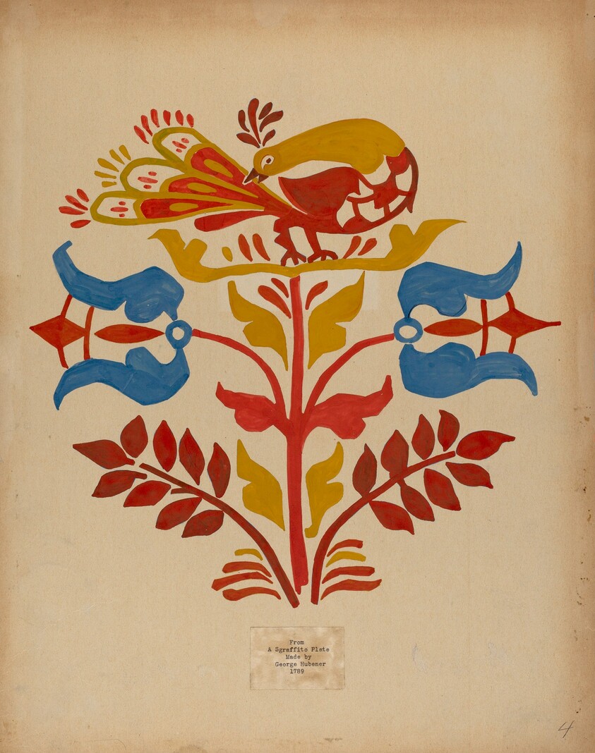 Drawing for Plate 4: From Portfolio "Folk Art of Rural Pennsylvania"