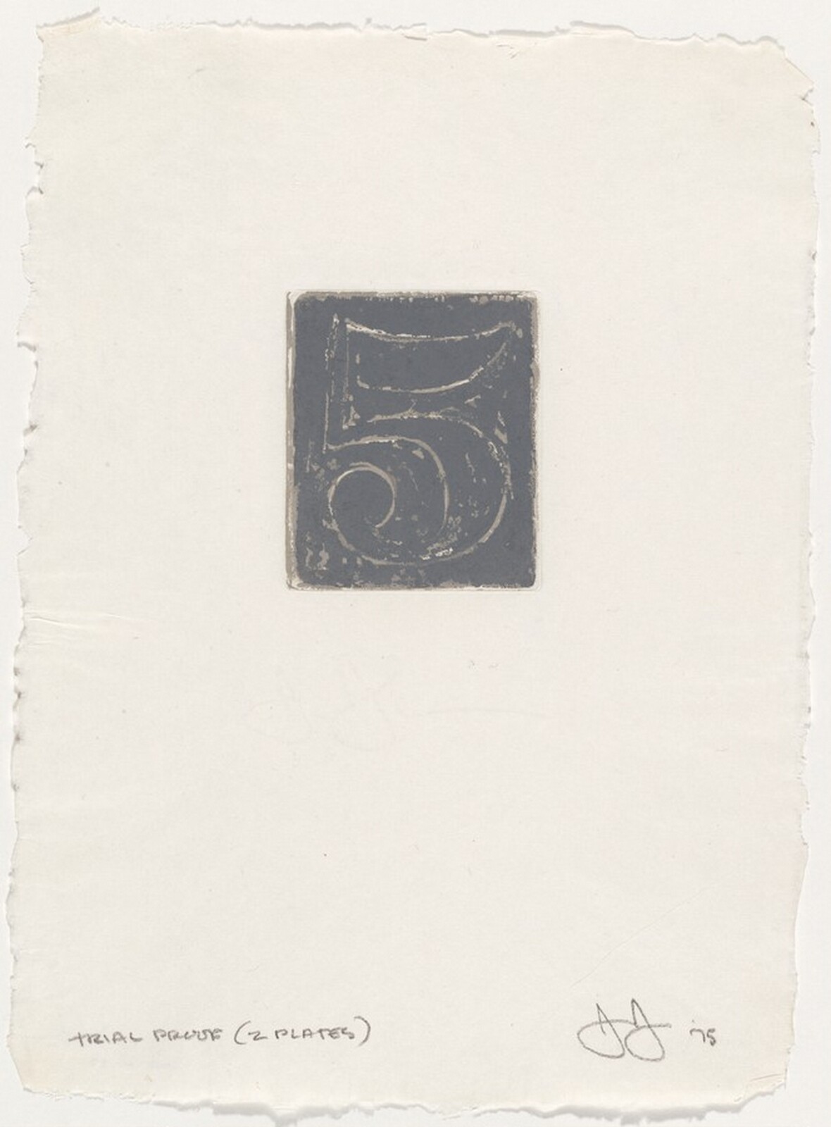 5 [trial proof, 2 plates], Jasper Johns, 1975