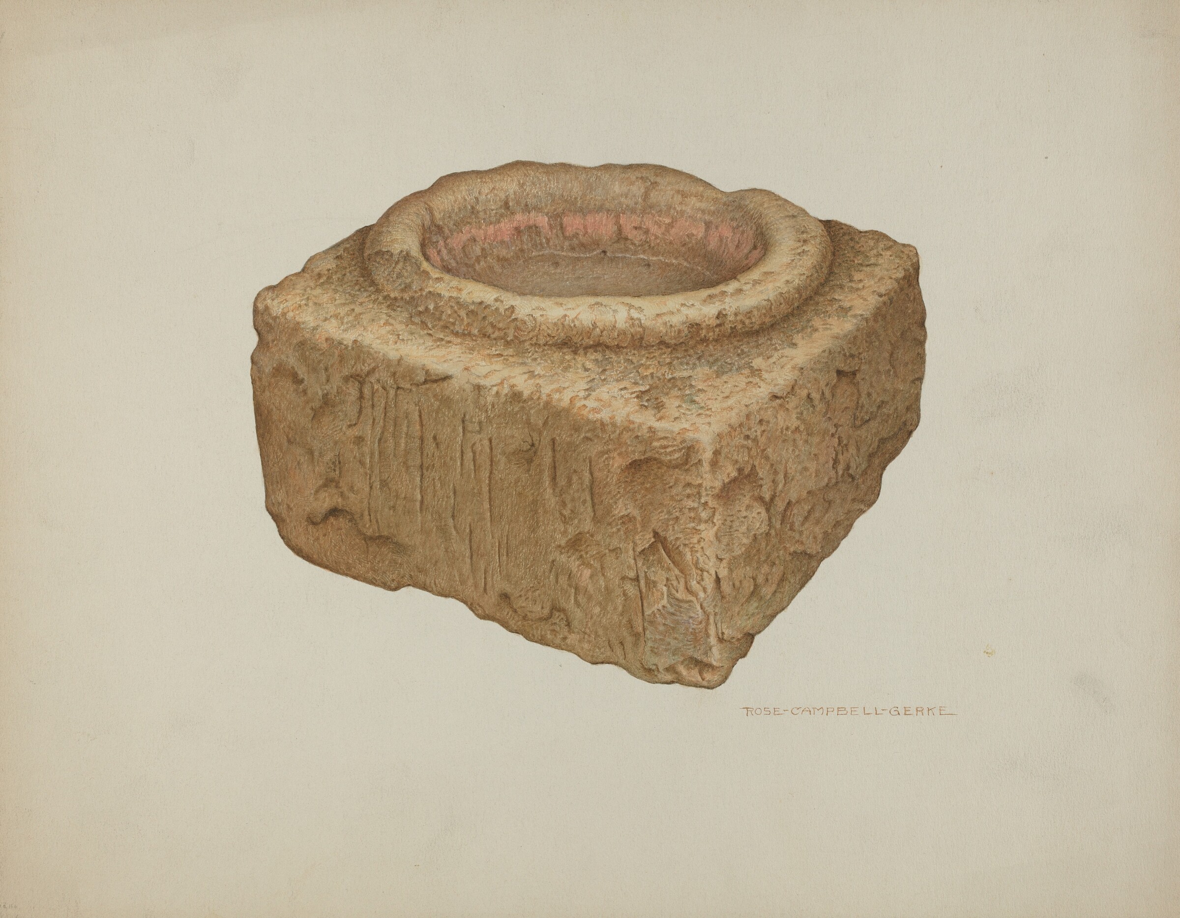 Sandstone Holy Water Font, Rose Campbell-Gerke, c. 1940