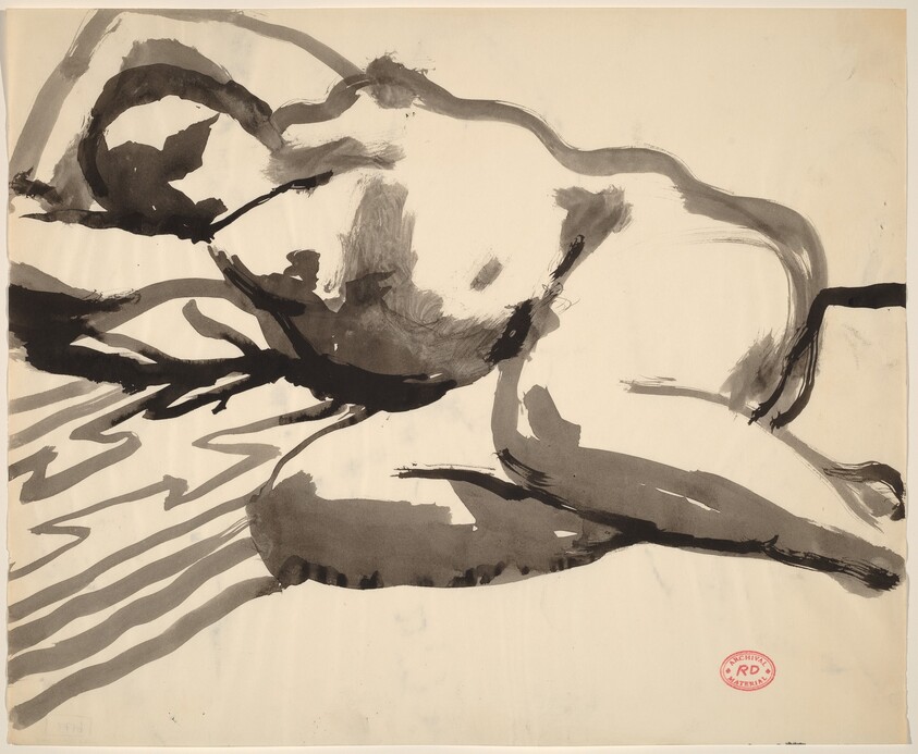 Untitled [reclining female nude with arms behind head]