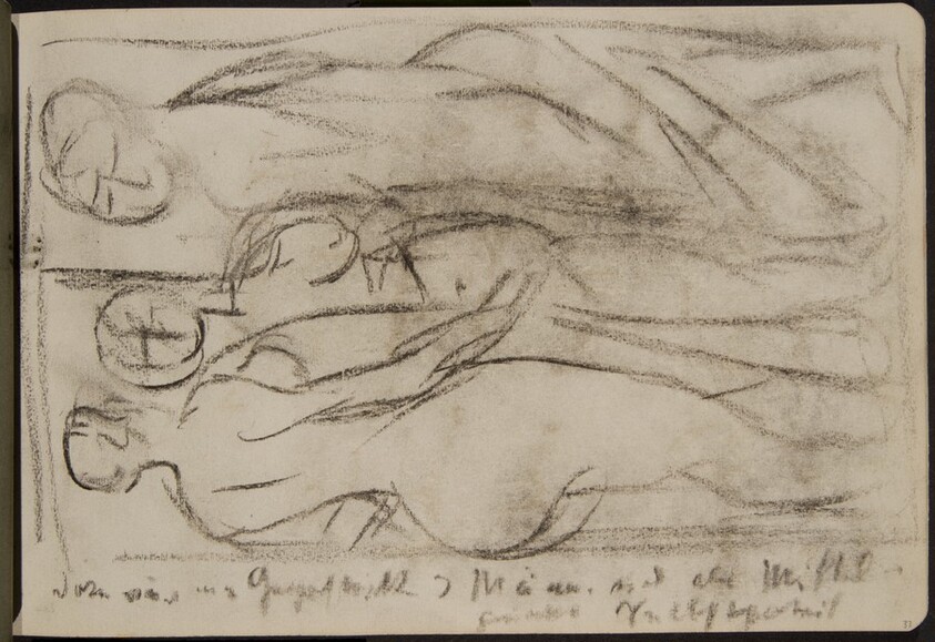 Drei stehende Frauenakte und Notizen (Three Standing Women and Documentation) [p. 33]
