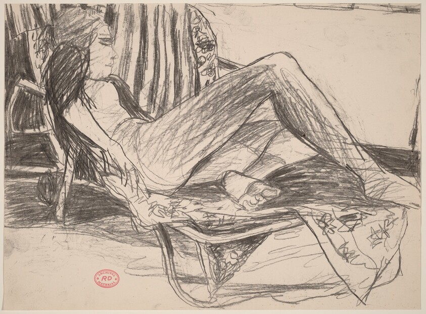 Untitled [female nude reclining on a lounge chair]