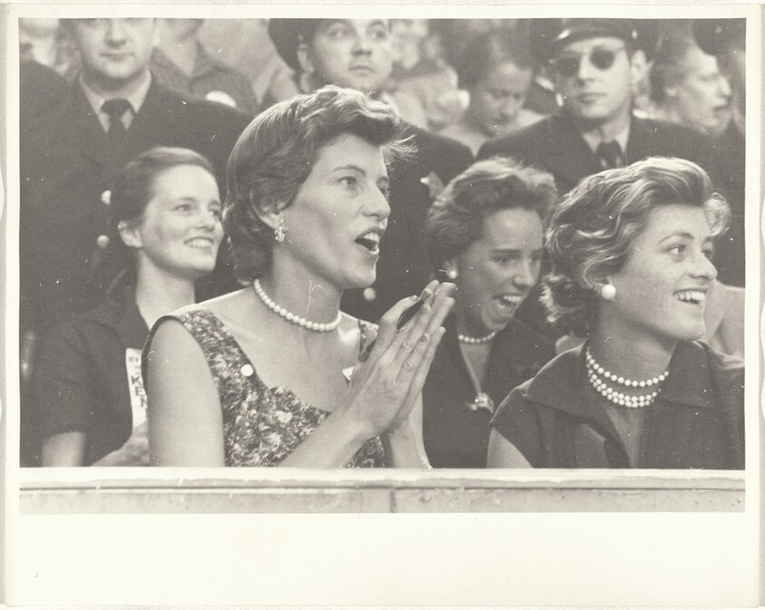 Ethel, Eunice, and Pat Kennedy, convention hall--Chicago