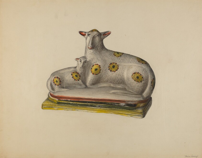 Chalkware Group - Lamb and Sheep