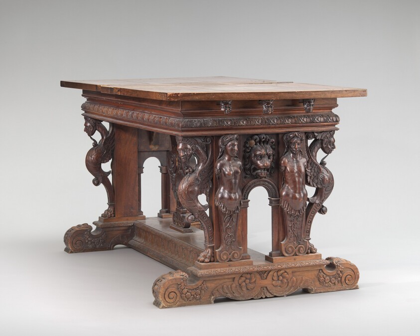 Walnut Table with Herms and Sphinxes at the Ends