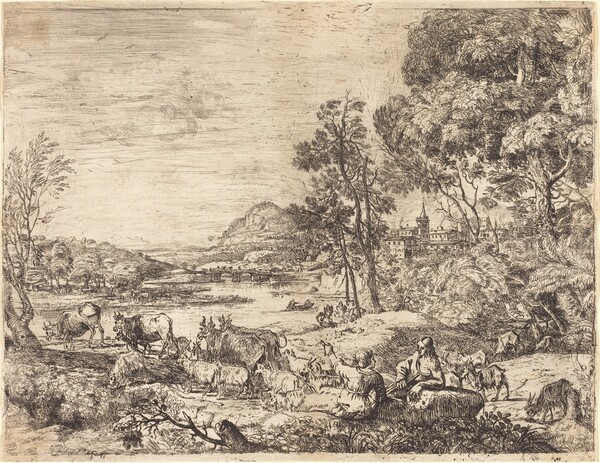 Shepherd and Shepherdess Conversing in a Landscape (Berger et bergère conversant)