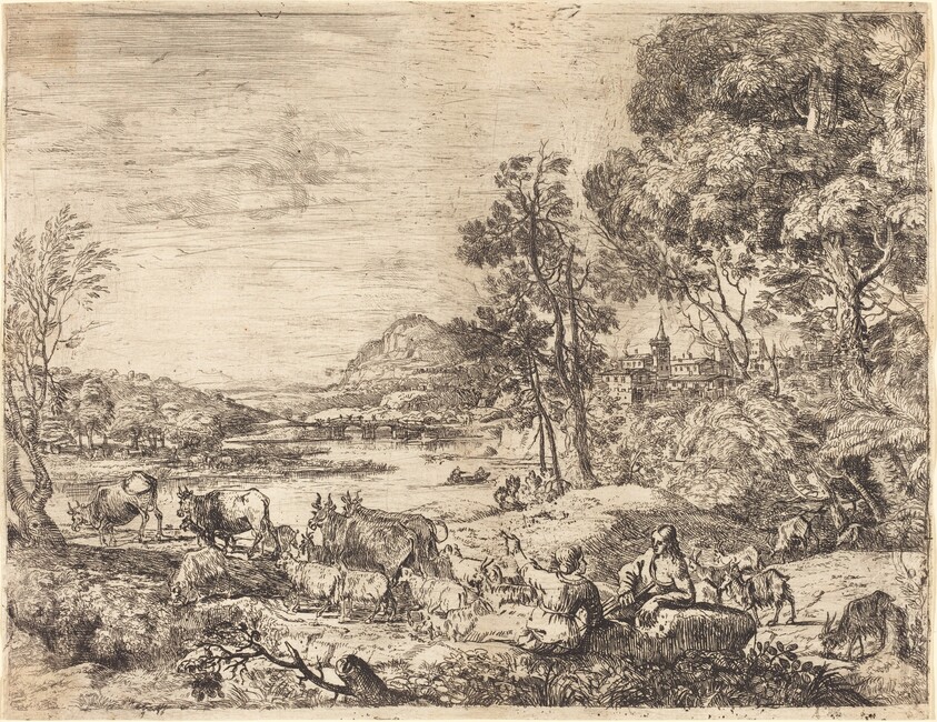 Shepherd and Shepherdess Conversing in a Landscape (Berger et bergère conversant)