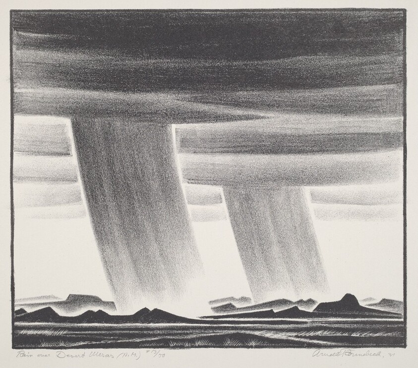 Rain Over Desert Mesas