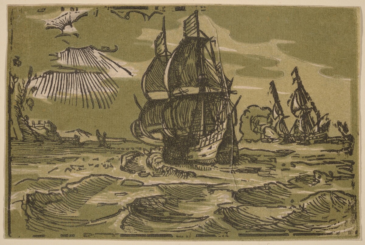 Two Three-Master Ships off a Coastline