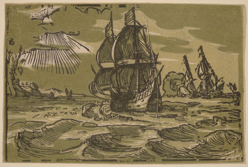 Two Three-Master Ships off a Coastline