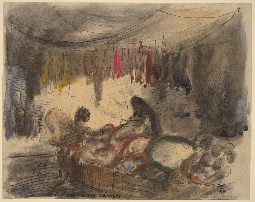 Market, Mexico, Indian Woman Buying Trinkets