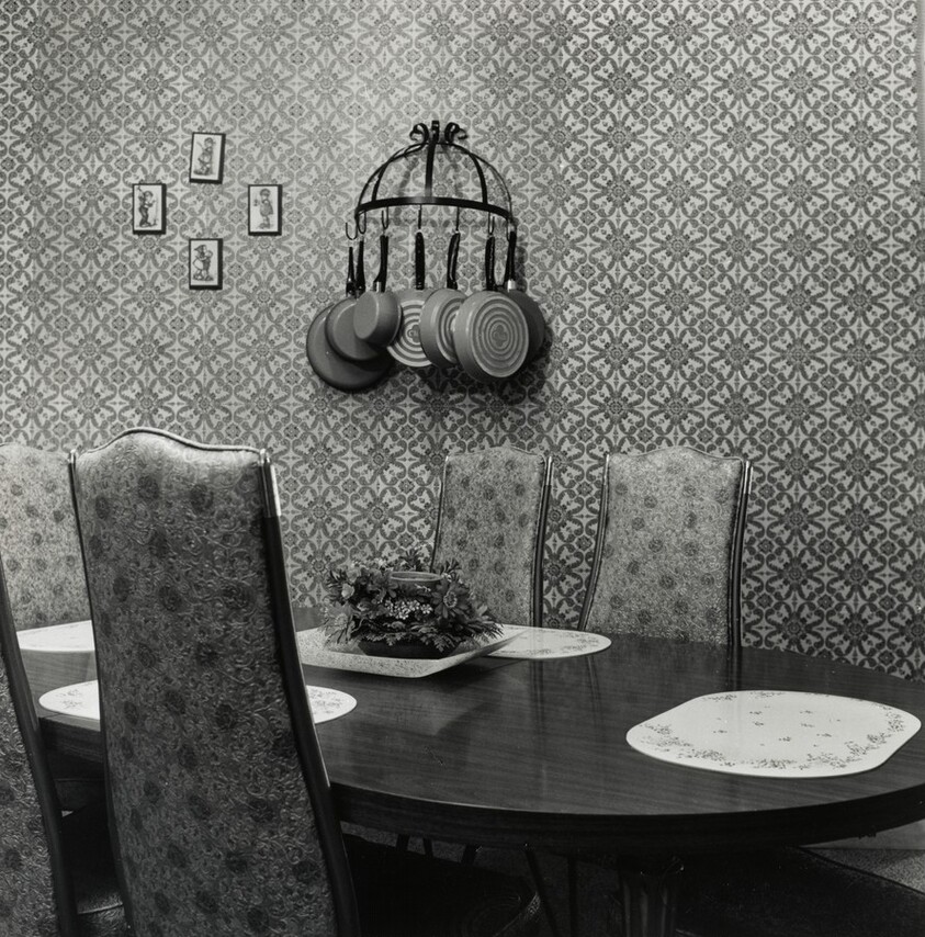 Dining Area and Patterned Wallpaper, Blake Street, Berkeley, California