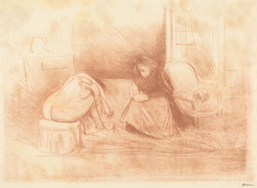 Femme à sa toilette avec sa femme de chambre (2e planche en largeur) (Woman at Her Toilette with Her Maid) (second horizontal plate)