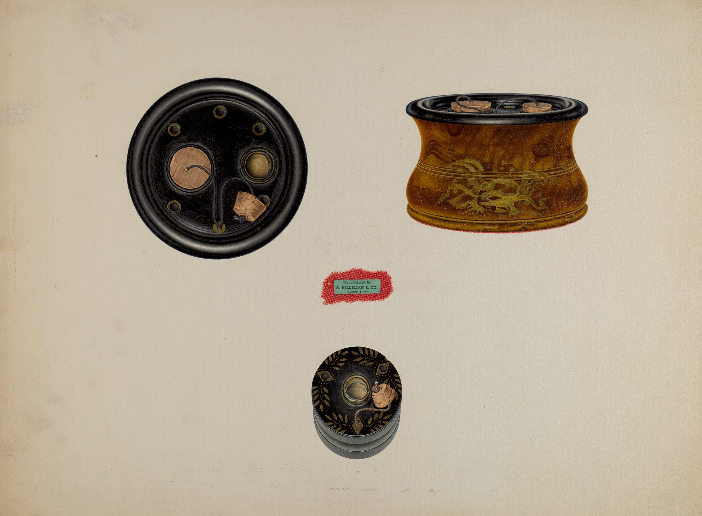 Stencilled Inkwells, Lawrence Flynn, c. 1940