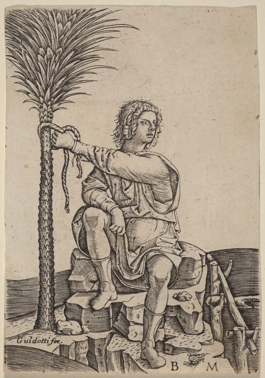Man Seated by a Palm Tree