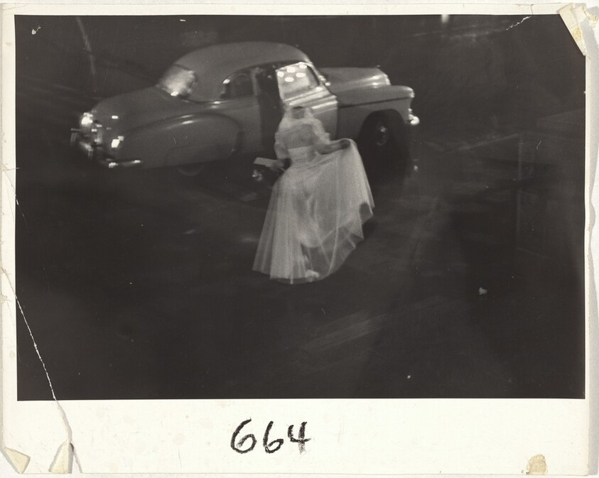Bride near automobile--Reno, Nevada