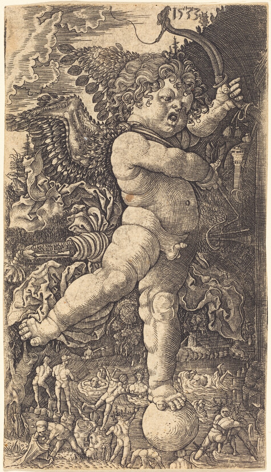 Cupid Riding a Snail over Fungus Vegetation by Master H.L.
