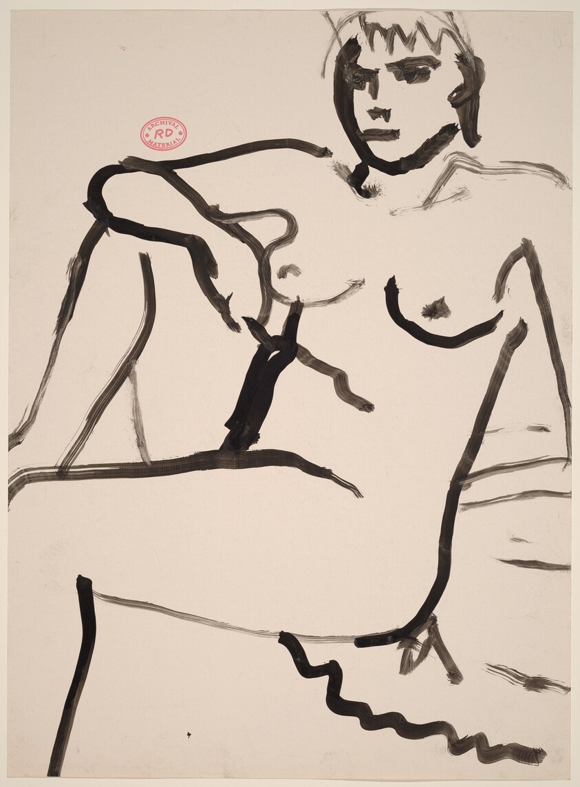 Untitled [seated female nude resting right arm on knee]