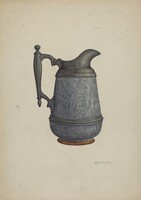 Pewter and Ceramic Pitcher, Helen Bronson, c. 1937