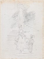 Woman and Smaller Male Figure on Grand Stairway [recto], Hubert Robert, probably c. 1754/1765