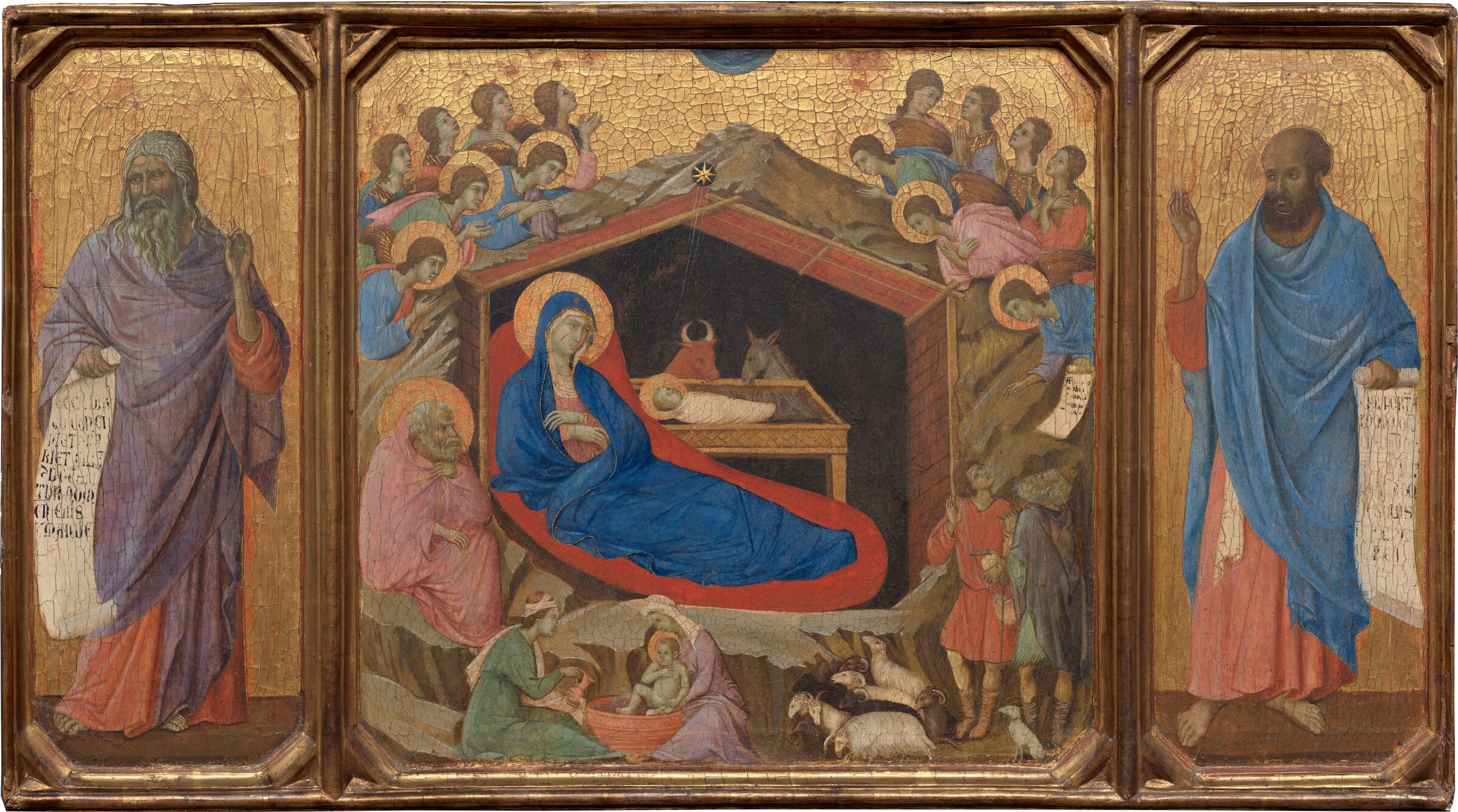 The Nativity with the Prophets Isaiah and Ezekiel, Duccio di Buoninsegna, 1308-1311