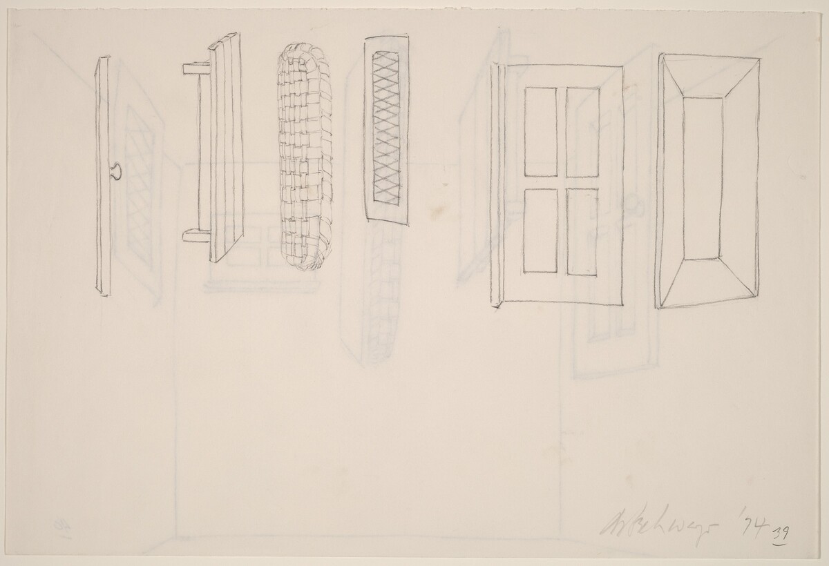 Basket, Table, Door, Window, Mirror, Rug #40 [verso]