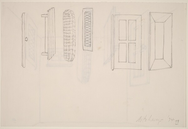 Basket, Table, Door, Window, Mirror, Rug #40 [verso]