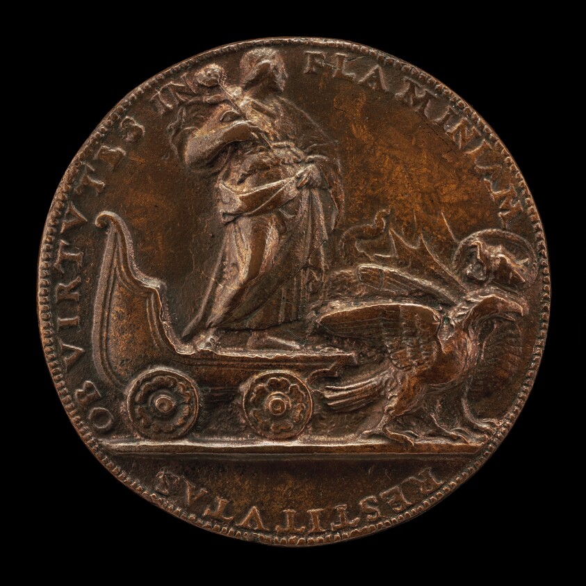 Figure in a Car Drawn by a Dragon and an Eagle [reverse]