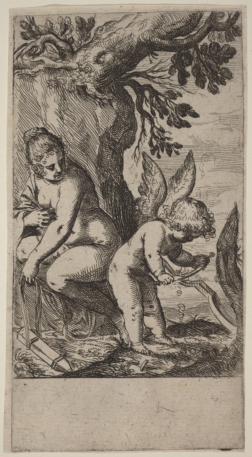 Venus with Cupid Whittling His Bow