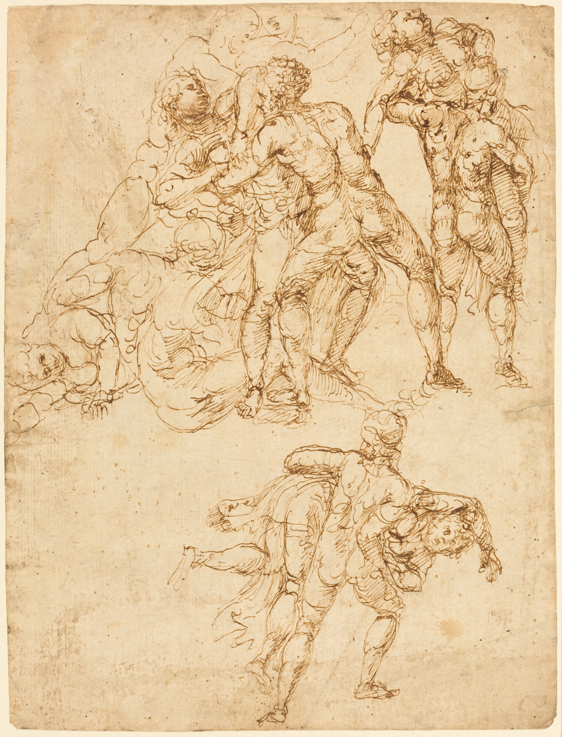 Studies for the Rape of the Sabine Women [verso], Pirro Ligorio