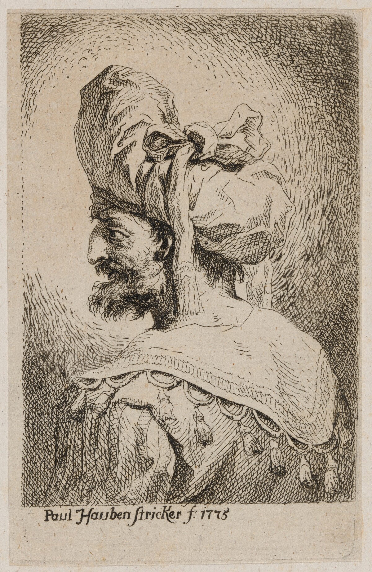 Oriental with a Soft Hat in Profile, Looking Left