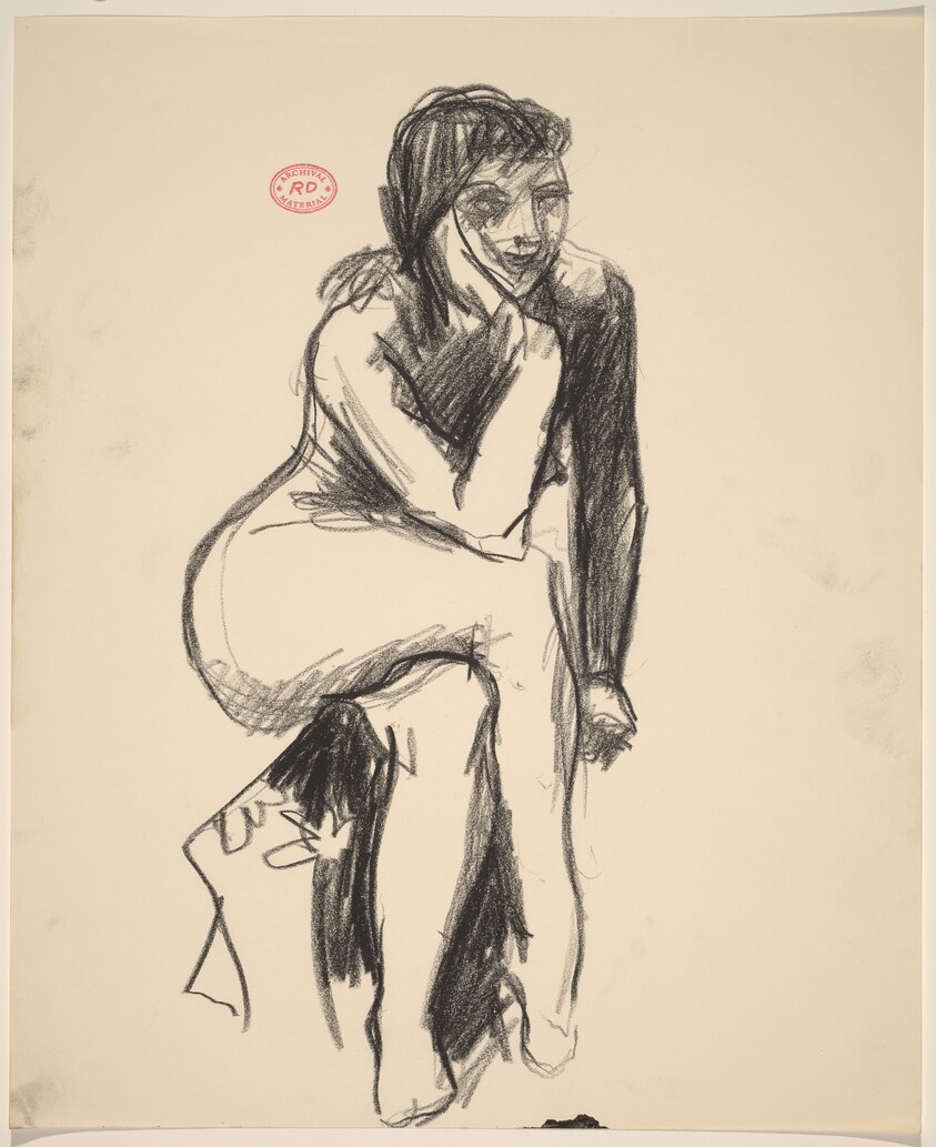 Untitled [seated female nude resting head on right hand]