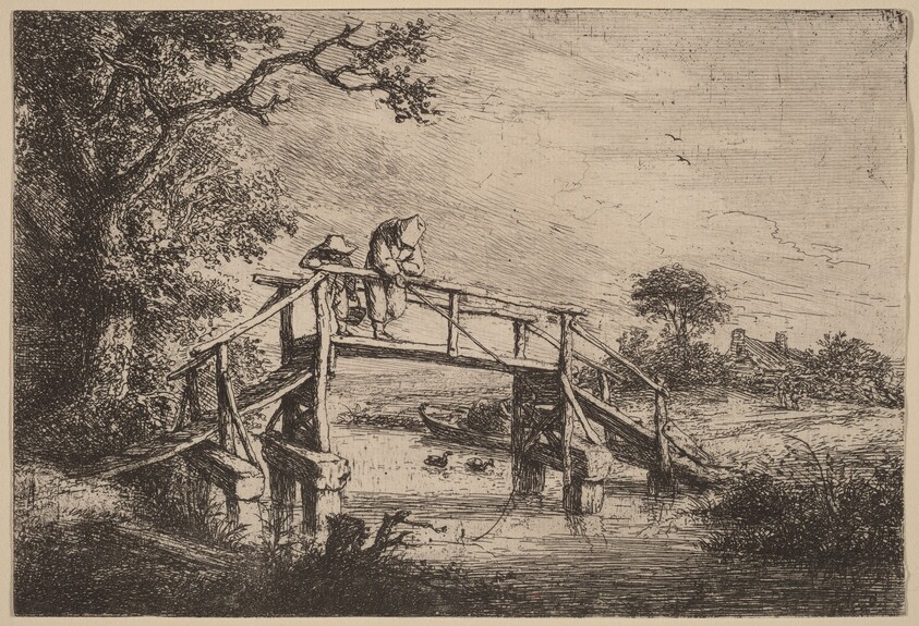 Landscape with a Bridge and Two Fishermen
