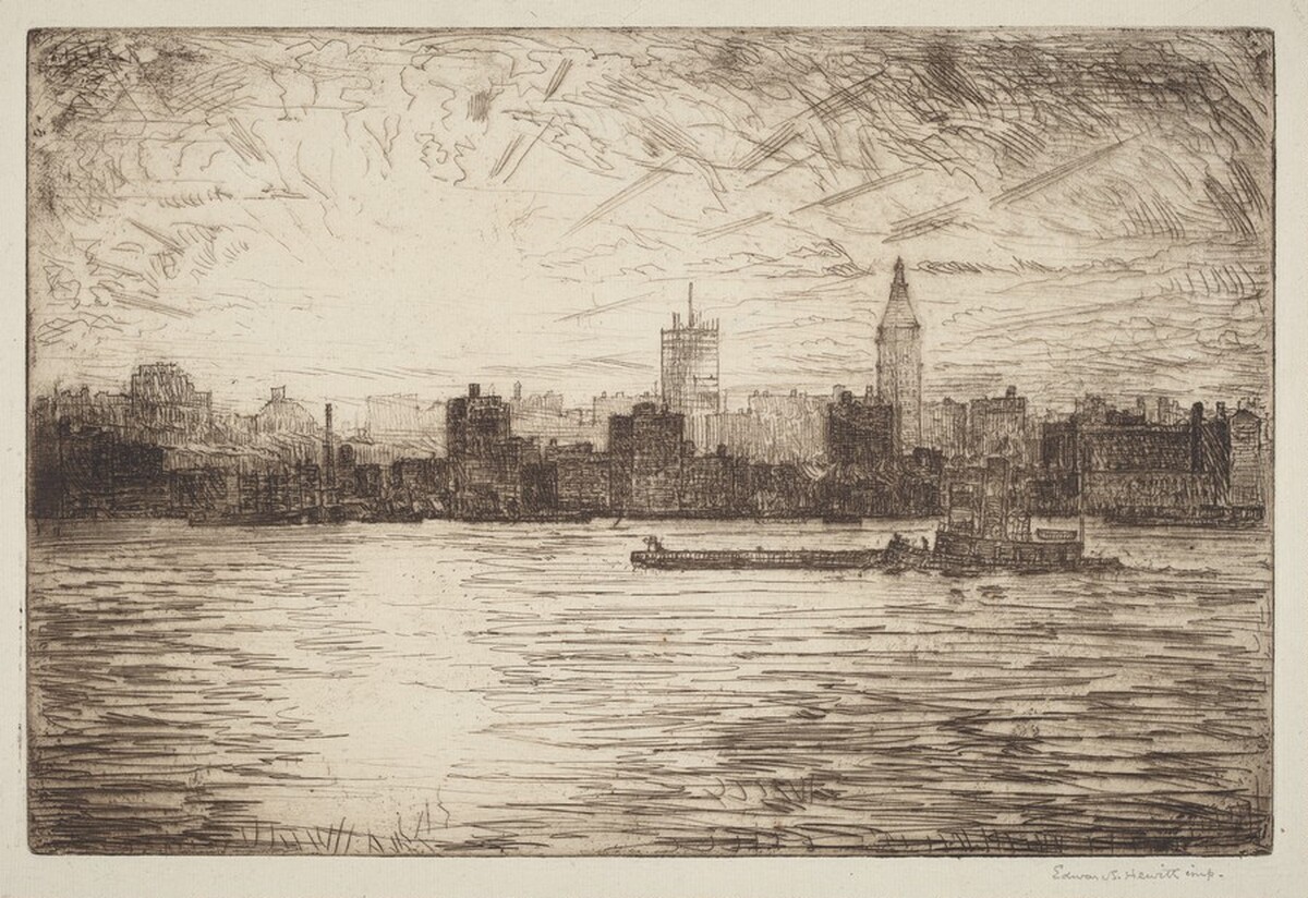 East River Sunset - Building the Empire  State Tower